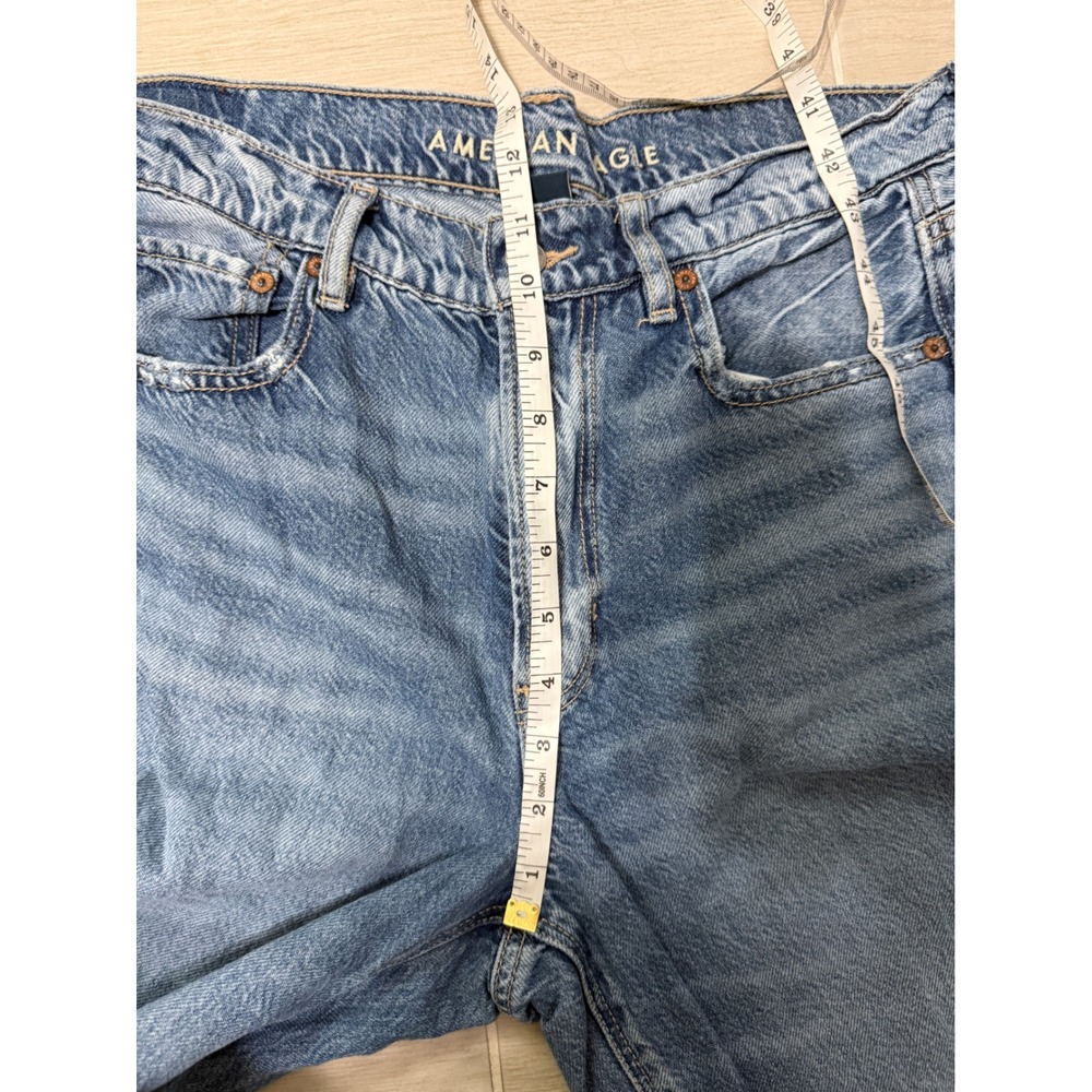 American Eagle Super High-Rise Baggy Wide Leg Jeans Size 8 Excellent Raw Hem - Picture 6 of 8